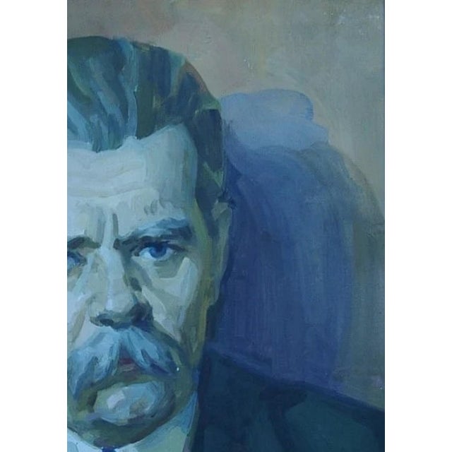 Realism Maxim Gorky Portrait, Original Soviet Oil Painting on Canvas, 1970s 50-70 For Sale - Image 3 of 6
