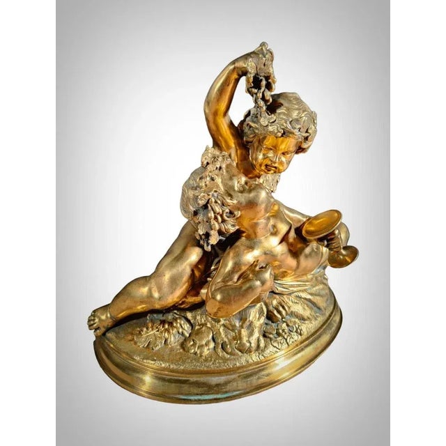 Late 19th Century Gilded Bronze Allegory of Harvest with Two Children Figurine, 1880s For Sale - Image 5 of 13