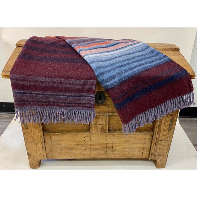 Super Soft Merino Lambswool Throw With a Colorful Retro 70’s Inspired Stripe Pattern - Made in England For Sale - Image 9 of 12