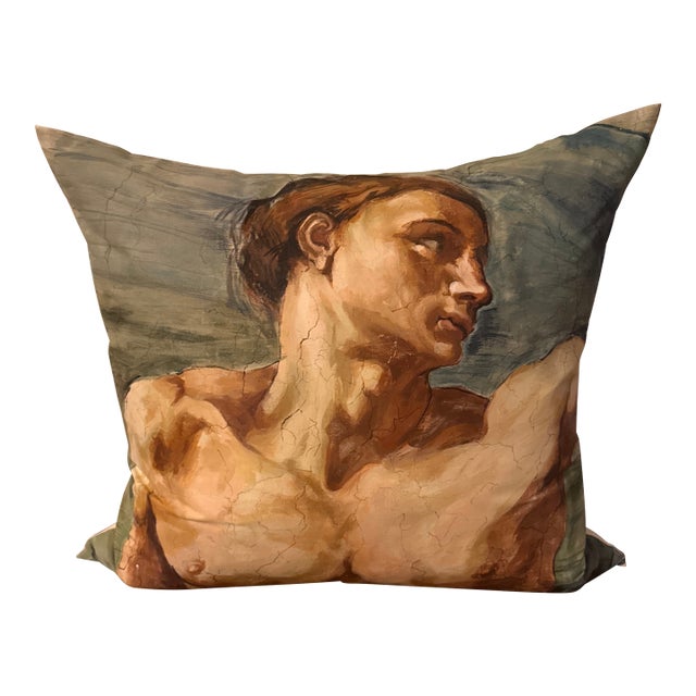 Hand Painted Pillow Classical Male Nude For Sale