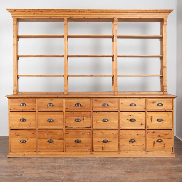 Mid-Century Modern 19th Century Tall Danish Pine Shop Apothecary Cabinet Bookcase For Sale - Image 3 of 12
