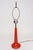 Vintage table lamp by Robert Sonneman (model #7136) featuring a red enameled molded aluminum base with chromed metal...