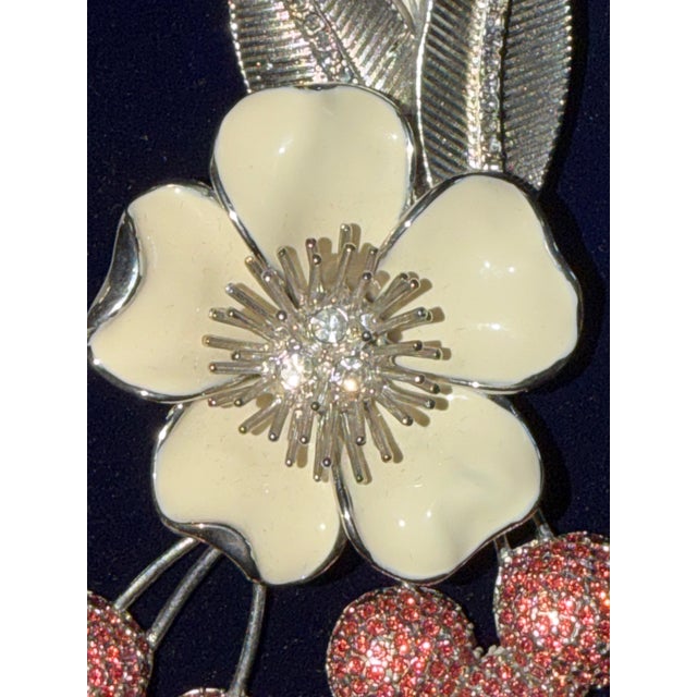 Vintage 1980’s Judith Leiber XL Cherry Blossom Brooch With Swarovski Crystals For Sale - Image 17 of 18