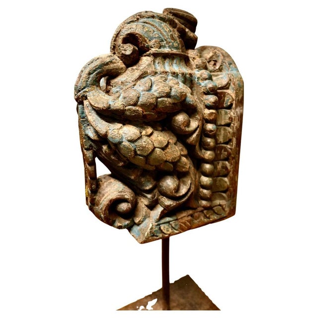 Beige Architectural Carved Wood Mounted Sculpture For Sale - Image 8 of 8