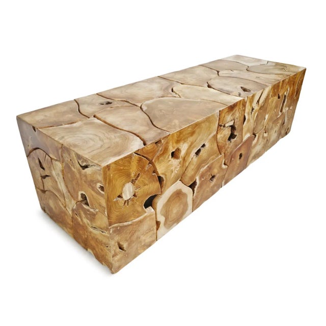 Salvaged Teak Root Block Bench Table For Sale - Image 4 of 11