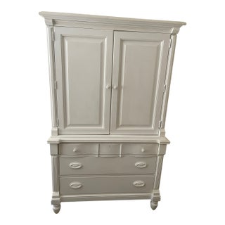 1980s Vintage White Cottage Armoire For Sale