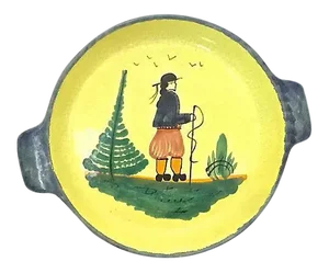 Vintage French Quimper Hiker Serving Bowl
