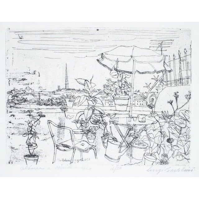 Altana a Monte Mario - Original Etching by Luigi Bartolini - 1958 1958 For Sale