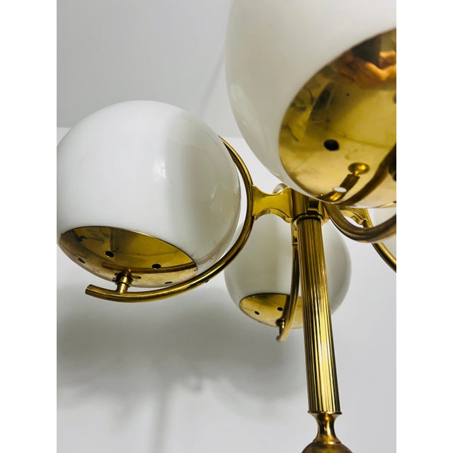 Metal Mid-Century Modern Brass 4-Arm Space Age Chandelier from Kaiser Idell / Kaiser Leuchten, 1960s For Sale - Image 7 of 11