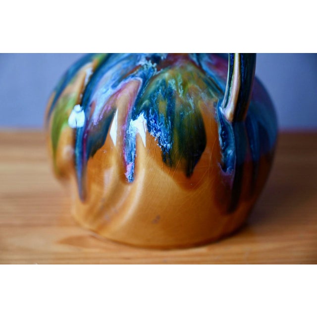 Vintage Glazed Ceramic Amphora Vase with Iridescent Drips, 1970s For Sale - Image 6 of 10