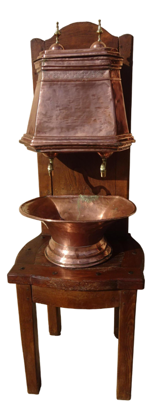 Antique Copper Fountain on Oak Base
