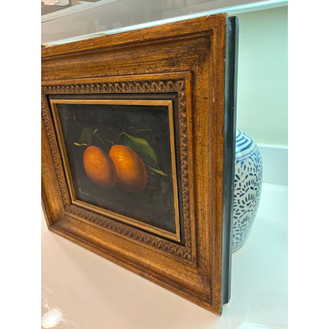 Still Life Vintage Oil Painting of Oranges in Gilt Wood Frame For Sale In Miami - Image 6 of 14