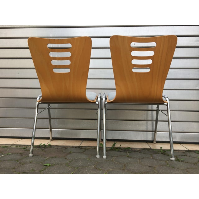 Stackable Metal and Wood Chairs, 1990s, Set of 4 For Sale - Image 10 of 16