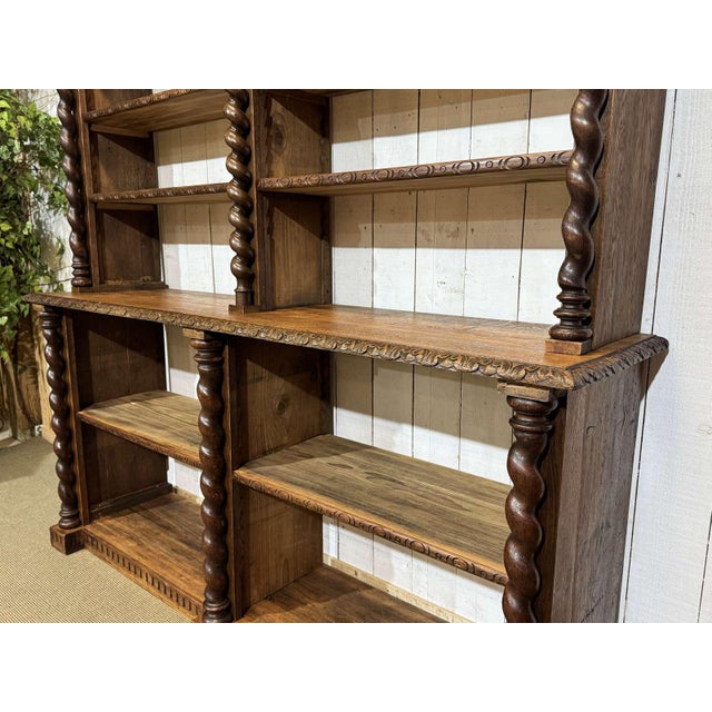 Antique Oak and Fir Wood-Paneled Bookcase, 1900s For Sale - Image 10 of 18