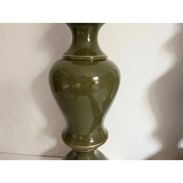 1960s Green Glass Column Lamps, Pair For Sale - Image 16 of 18