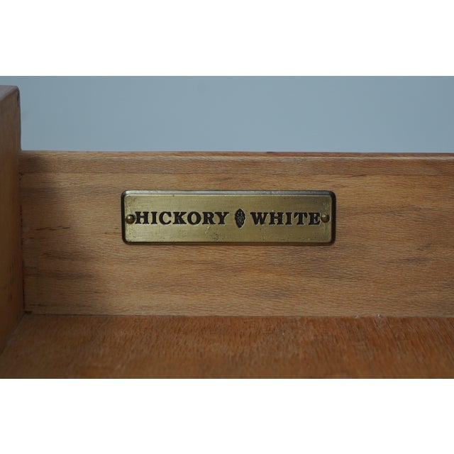 Pair Hickory White 1 Drawer Tiger Maple Inlaid Nightstands For Sale - Image 17 of 18