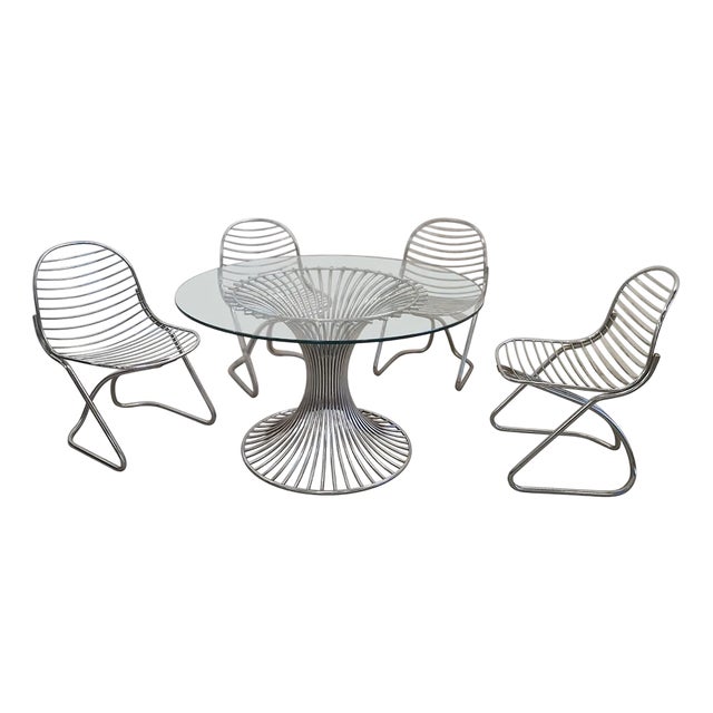 Vintage Dining Table and Chairs, 1950s, Set of 5 For Sale