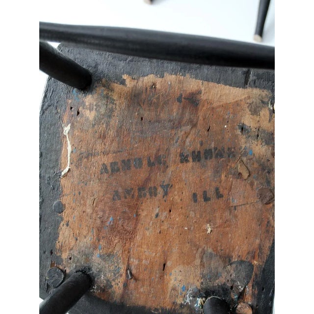 Wood Antique Plank Seat Chairs - Set of 4 For Sale - Image 7 of 10