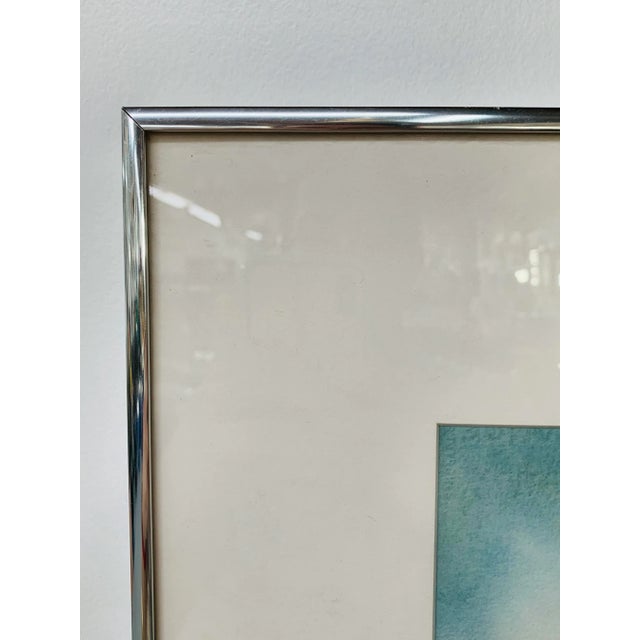 Glass Landscape Snowy Winter Scene Water Color Signed Artist Phil Metzger and Framed For Sale - Image 7 of 10