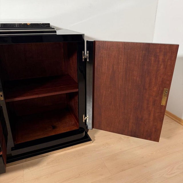 Black Art Deco Sideboard in Black Lacquer with Marble, 1930 For Sale - Image 8 of 18