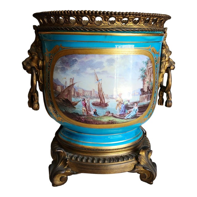 Antique Louis XVI French Porcelain Cache Pot For Sale