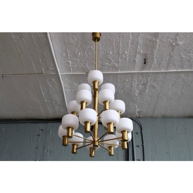 Swedish Brass Chandelier from Fagerhults, 1950s For Sale - Image 3 of 8