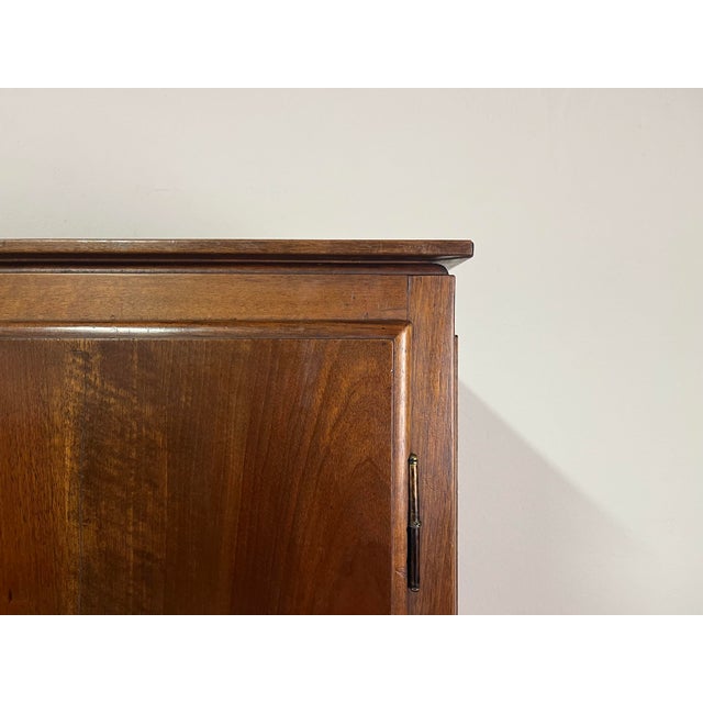 Brown Vintage Inlaid Wood Pantry Cabinet, 1950s For Sale - Image 8 of 9