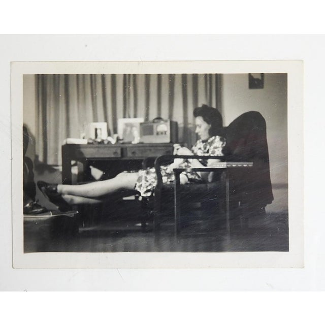 American 1943 Portrait Woman Relaxing Snapshot Photograph For Sale - Image 3 of 3