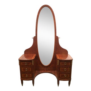 French Burled Walnut Dressing Table For Sale