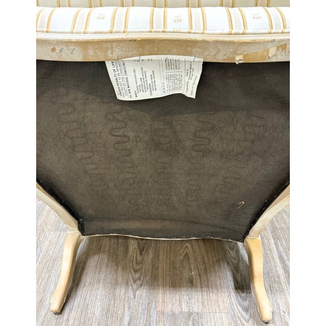 Vintage Sam Moore Louis XV Style Bergere Carved Upholstered Lounge Chair For Sale - Image 12 of 13