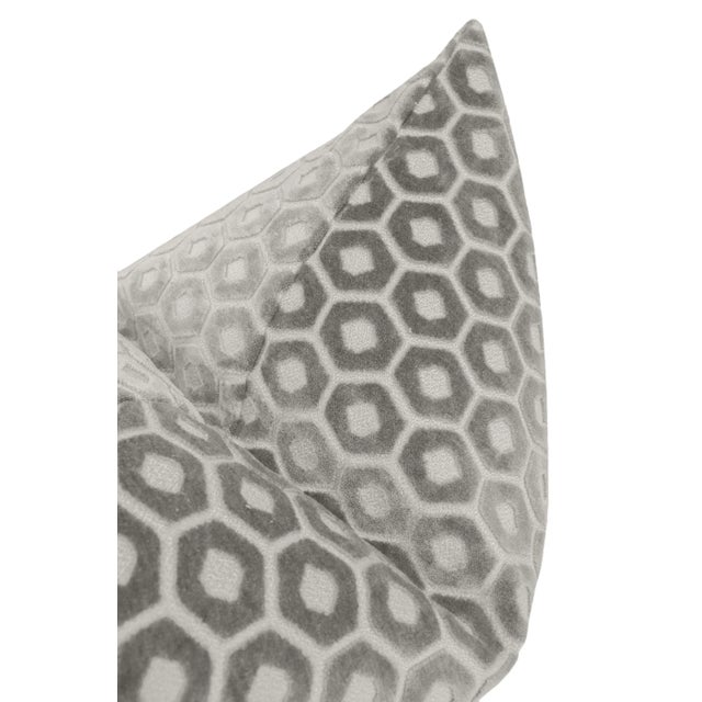 22" Grey Paloma Cut Velvet Pillows - a Pair For Sale - Image 4 of 5
