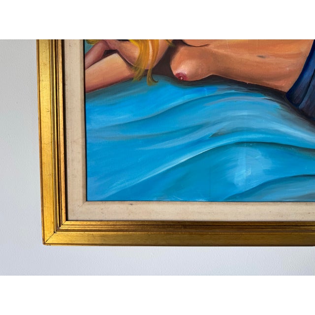 1990s 1990's Vintage Reclining Nude Woman Oil on Canvas Painting by Virginia Ausa For Sale - Image 5 of 12