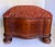 Antique Upholstered Wood Serpentine Storage Footstool on Bun Feet For Sale In Los Angeles - Image 6 of 12