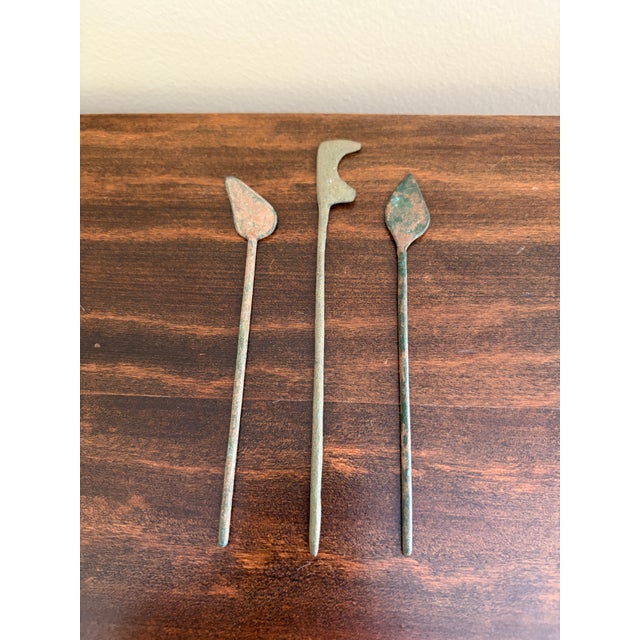Collection of Three Ancient Roman Bronze Medical Instruments on Custom Museum Mounts For Sale - Image 9 of 9
