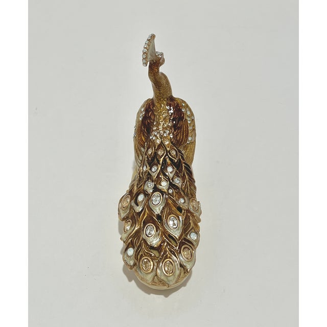 Jay Strongwater Darien Peacock Figurine / Trinket Box - 14k Gold Finish With Swarovski Crystals For Sale In Detroit - Image 6 of 9