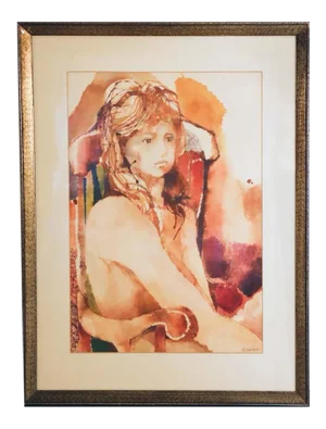 Myra Sides Copus Original Watercolor Painting Portrait of a Girl