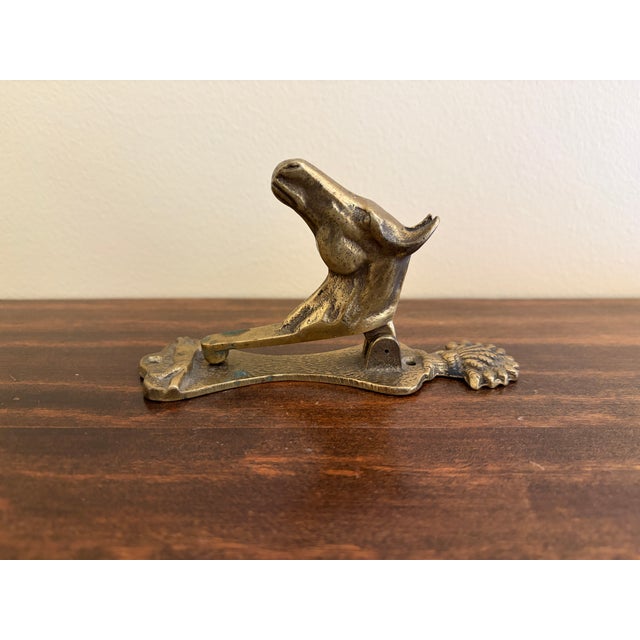 1940s English Cast Brass Equestrian Horse Door Knocker For Sale - Image 9 of 13