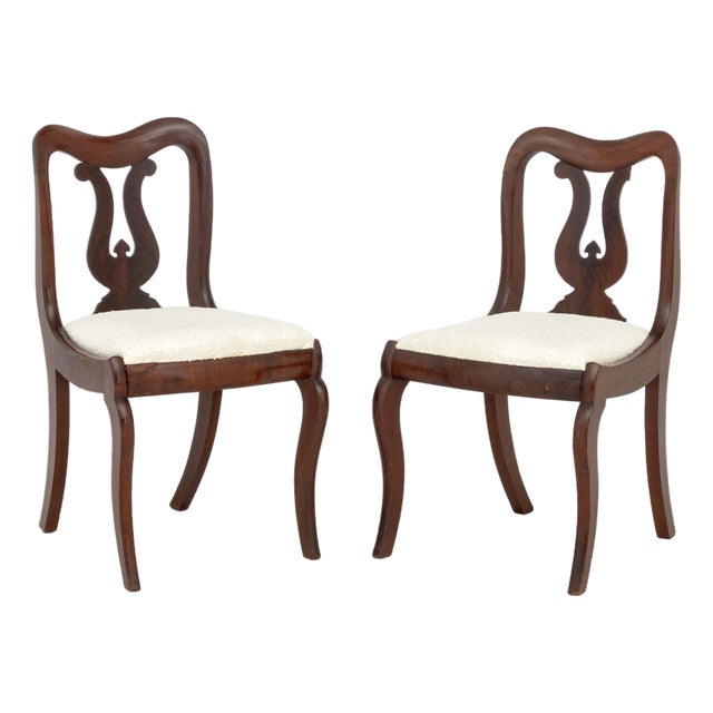 American Classical Mahogany Side Chairs, Pair For Sale