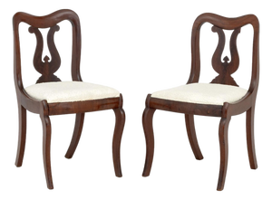 American Classical Mahogany Side Chairs, Pair
