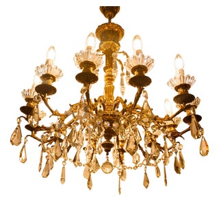 Brass Chandelier with Trimmings for Twelve Bulbs For Sale