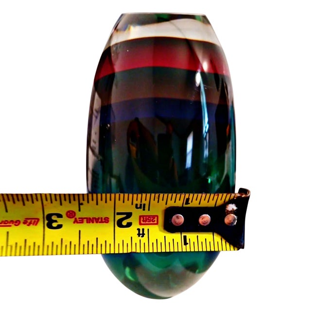 Green Luigi Onesto Handblown Murano Sommerso Art Glass Vase, Italy, 2000's. For Sale - Image 8 of 9