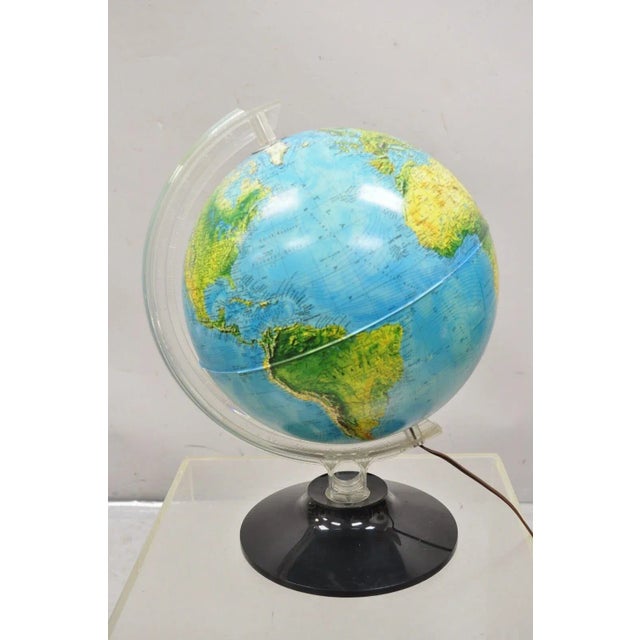 Vintage 1982 Rand McNally Physical/Political Lighted Light Up World Globe For Sale - Image 10 of 12