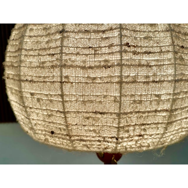 Large Height-Adjustable Teak Floor Lamp with Brass Details and Wool Lampshade from Temde Leuchten, 1960s For Sale - Image 15 of 18