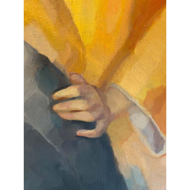 Plastic Acrylic Modern Portrait of Lady in Yellow Kimono For Sale - Image 7 of 8