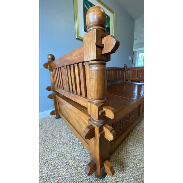 1990s Vintage Javanese Indonesian Style Jati Wood Daybed Bench For Sale - Image 5 of 10