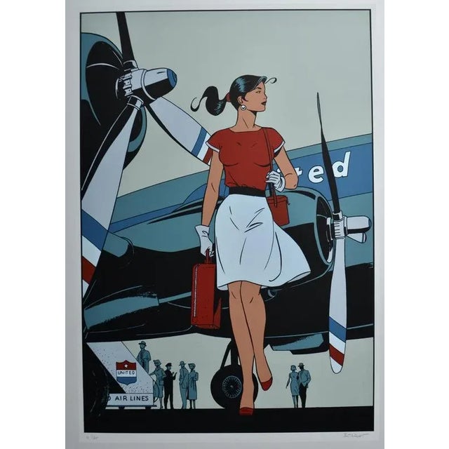 Philippe Berthet Pin-up The Plane. Signed and numbered screenprint. Edition of 91/120 copies Dimensions 50x70 cm. Very...