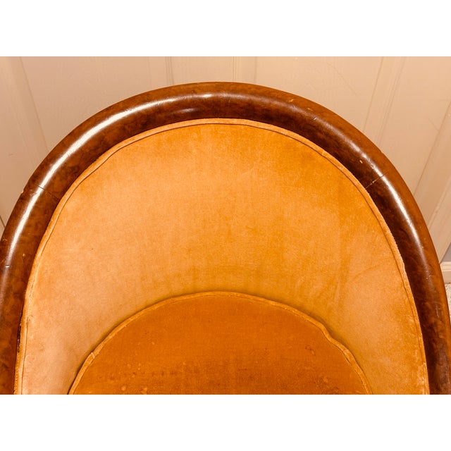 Vintage French Empire Style Barrel Back Accent Chair For Sale - Image 9 of 9