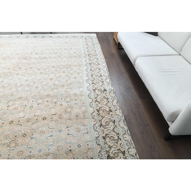 Persian 1970s Vintage Persian Handmade Wool Cotton Beige Area Rug For Sale - Image 3 of 11