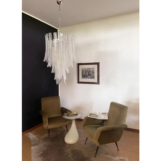Mid-Century Modern Large Italian Felci Murano Glass Chandelier with 52 Glasses, 1980s For Sale - Image 3 of 18