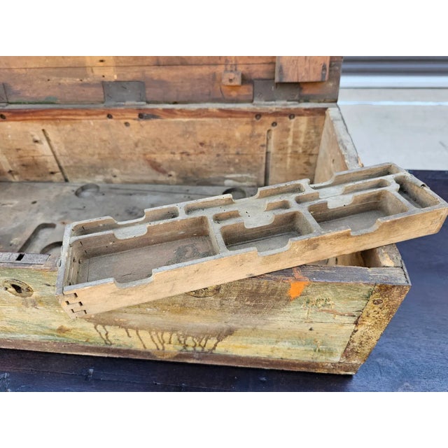 19th Century Continental European Distressed Carpenter Tool Chest Box For Sale In Dallas - Image 6 of 12